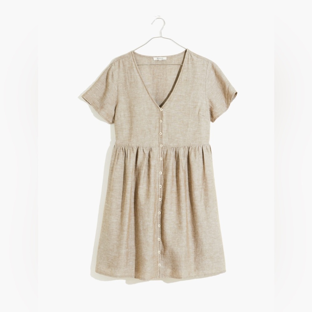 Linen-Blend Alexandra Button-Front Mini Dress